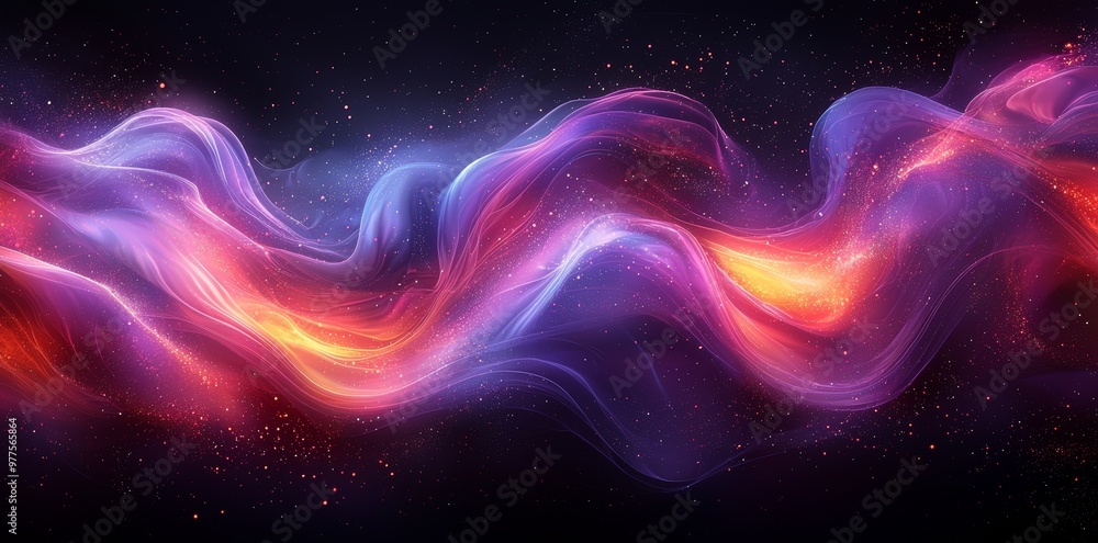 Poster purple glowing background with speed lines and curves, abstract purple business background