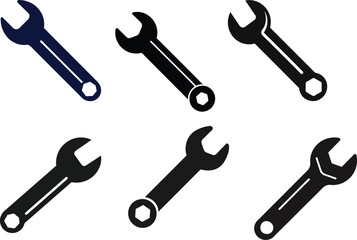 Set of  Wrench silhouette vector illustration design