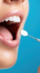 Obraz premium Close-up of a patient's open mouth being examined with a tongue depressor, oral health, mouth checkup