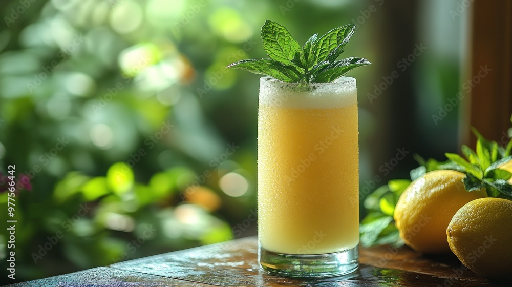 Sticker Refreshing Lemonade with Mint Garnish