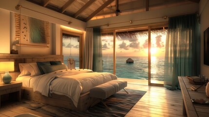 Oceanfront Bedroom with Sunset View