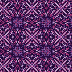 Pink pastels mandalic style pattern with solid Purple background