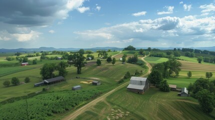 Aerial View of Rural Farmland