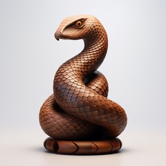 Fototapeta premium Carving of a Snake Wrapped Around Itself on a Solid Color Background