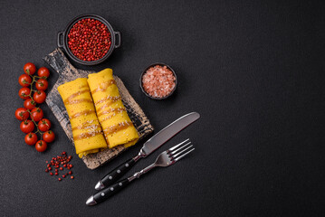 Sweet or savory crepe with different fillings for a hearty breakfast