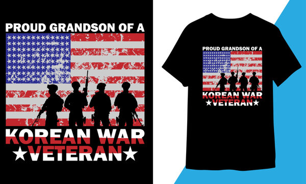 Proud Grandson Of A Korean War Veteran typography t-shirt design