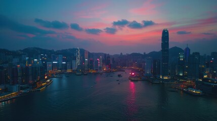 Fototapeta premium Hong Kong Skyline at Sunset
