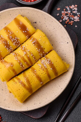 Sweet or savory crepe with different fillings for a hearty breakfast