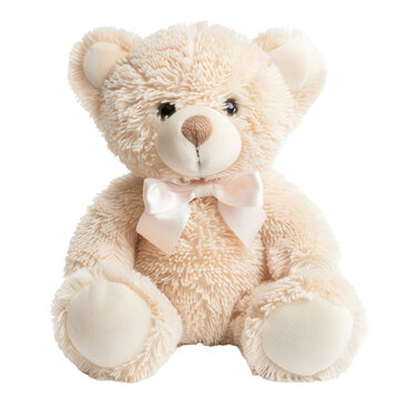 Naklejki A teddy bear with a pink bow around its neck