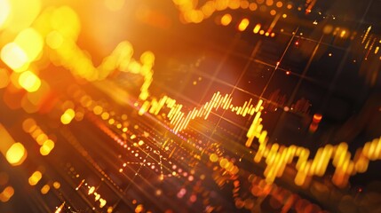 Stack of gold bars with stock market chart in the background.
