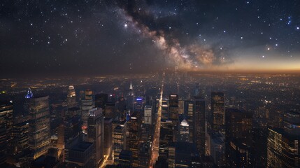 Milky Way Over Cityscape