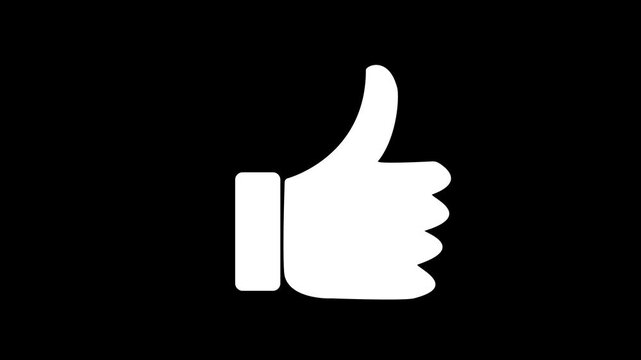Animation thumbs up like icon on black background.