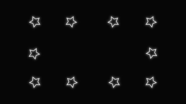 star shape burst animation, flag in star shape on white star pattern background animation, Neon star icon animation, slow color shift. Glowing neon superstar sign, looped color animation. Super award,