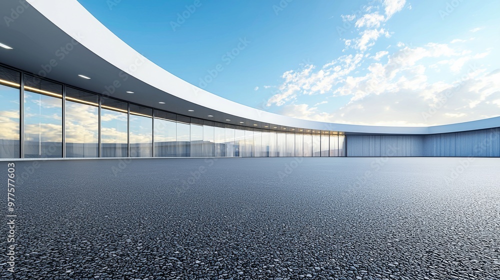 Poster 3d rendering of abstract futuristic architecture with an empty concrete floor. set for presenting ca
