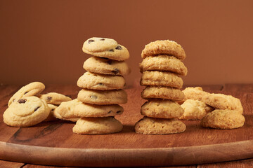 Homemade cookies containing a mixture of oats and coconut, healthy and energetic