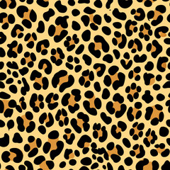 Leopard skin pattern, animal leather seamless vector design