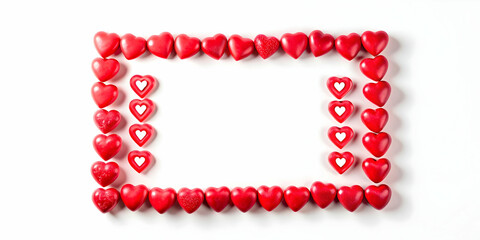 Obraz premium Flat Border Frame with Floating Hearts and Equality Symbol for Human Rights Day - Love and Equality Concept with Copy Space for Messages on Fairness and Unity