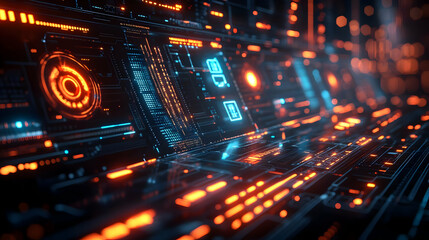 Obraz premium 3D Futuristic Tech Calendar Design: Seamless Background with Digital Motifs Representing 2025 Months for Modern Innovation