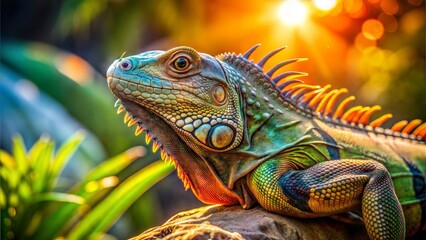 Fototapeta premium an iguana animal nature beautiful background