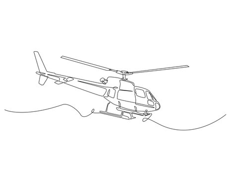 recommend clip art: Continuous one line drawing of helicopter. One line drawing illustration helicopter air transportation. International helicopter day concept line art. Editable outline