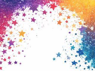 Obraz premium Flat Holographic Star Frame: A Festive Vector Design with Sparkles and Open Copy Space for Celebrations and Announcements