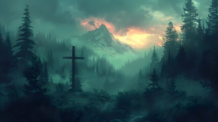 Illustrate the cross with rays of light cutt. AI generated