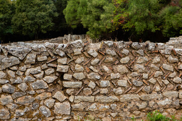 Ancient Roman city ruins in town of Butrint, Albania. This Archeological site is World Heritage Site by UNESCO. Traveling in Albania, Europe.