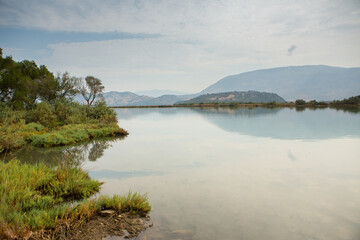 Ancient Roman city ruins in town of Butrint, Albania. This Archeological site is World Heritage Site by UNESCO. Traveling in Albania, Europe.