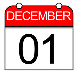 December 1st. Flat style daily calendar sheet. Last month of the year.