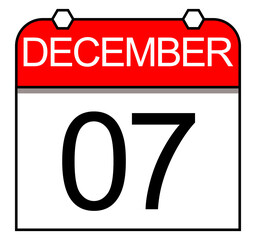 December 7, calendar page icon. Colombian religious celebration day, candlelight night.