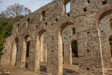 Ancient Roman city ruins in town of Butrint, Albania. This Archeological site is World Heritage...