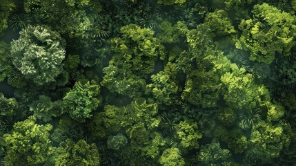 Naklejka premium Aerial View of Lush Green Forest