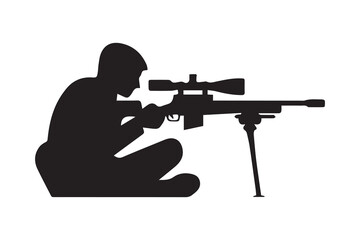 sniper soldier clip art vector silhouette illustration isolated in white background