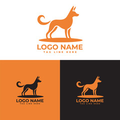 minimalist dog logo design vector template