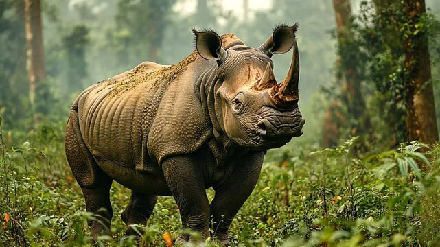 a rhino in the jungle footage