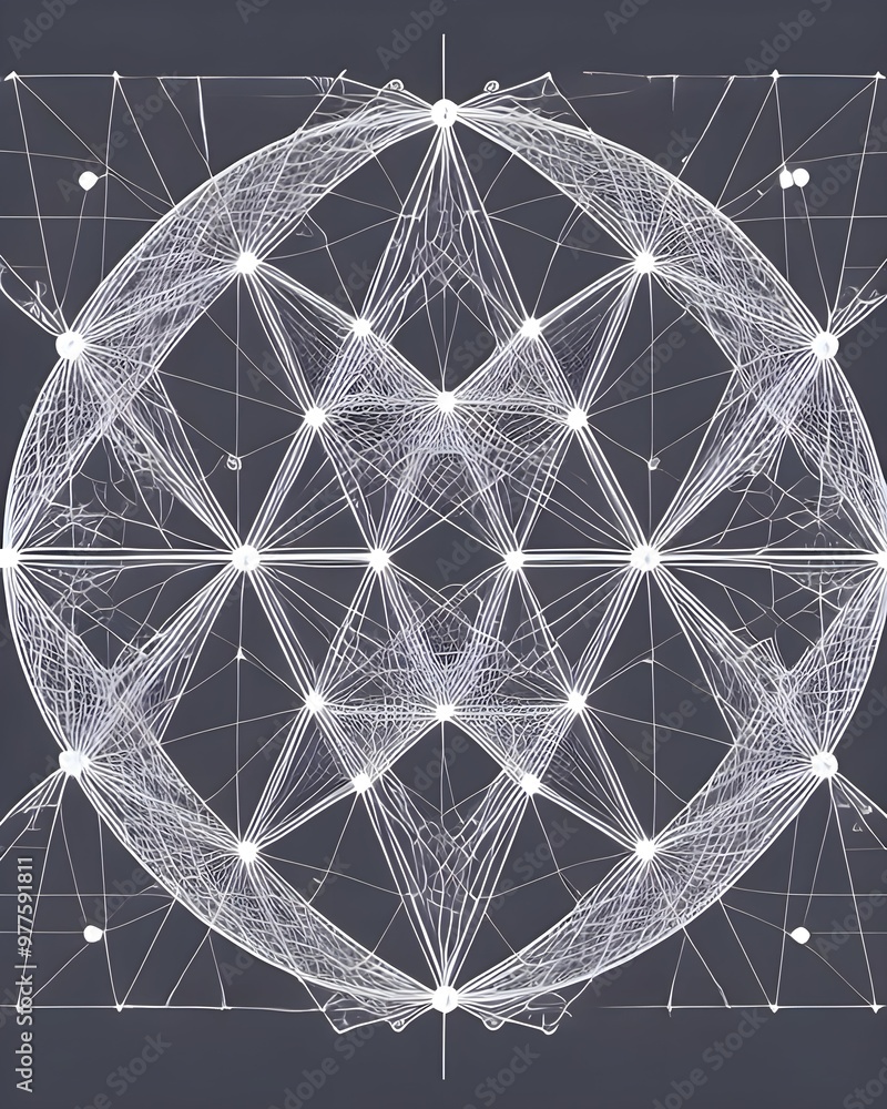 Poster geometric abstract pattern on a grey background