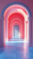 Fototapeta premium Ethnic podium with blue and pink gradients