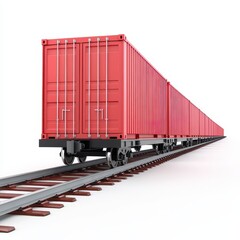 Obraz premium A train with a red car is on the tracks