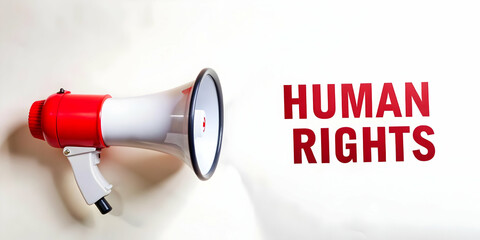Flat Isolated Megaphone Icon with 'Human Rights' Text for Advocacy Infographics | Vector Design for Human Rights Day Activism