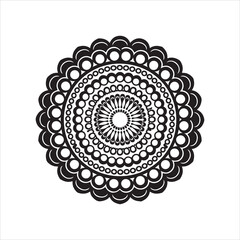 black and whitet Illustrated line art mandala.