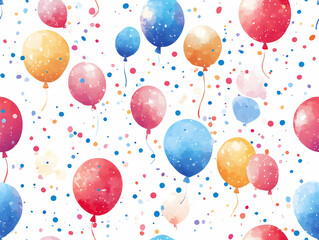 Seamless Flat Holographic Celebration Background with Confetti and Balloons for World AIDS Day Messages in Simple Vector Design