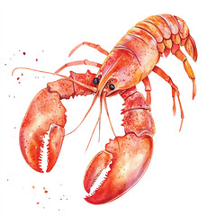 Lobster watercolor clipart illustration isolated