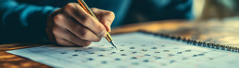 Candid Personal Reflection: Individual Writing Goals for 2025 in Calendar - Introspective Moment of Motivation and Planning in Stock Photography