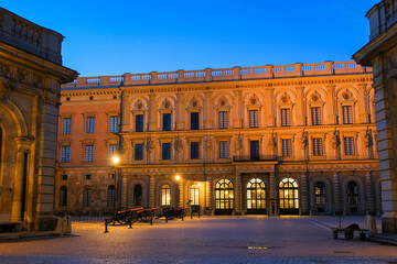 Obraz premium スウェーデン 夜のストックホルム宮殿