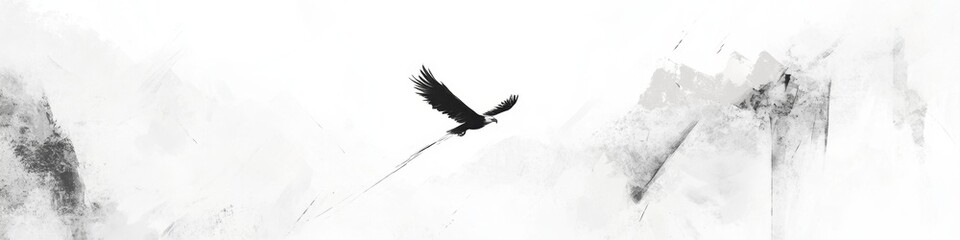Fototapeta premium Majestic Eagle Soaring through Abstract Snowy Realm: Dynamic Anime-Style Illustration for Marketing Campaigns. Vibrant Cultural Promotion Artwork with Bestseller Appeal. Ideal 4K Wallpaper for Season-