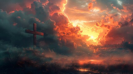 Illustrate dramatic scene with dark clouds. AI generated