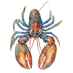 Lobster watercolor clipart illustration isolated