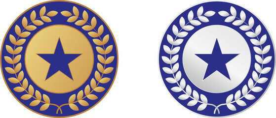 Company Appreciation and Recognition Badge Pin Design Template  Gold and Silver Vector Illustration