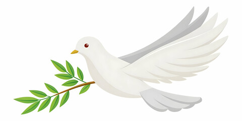Flat Isolated Peace Dove Vector with Olive Branch Symbolizing Peace - Human Rights Day Concept in Minimalist Design for Infographics