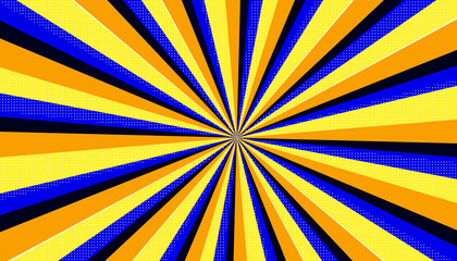 Abstract blue yellow modern retro sunburst pattern with halftones for templates, covers, banners, posters, backgrounds